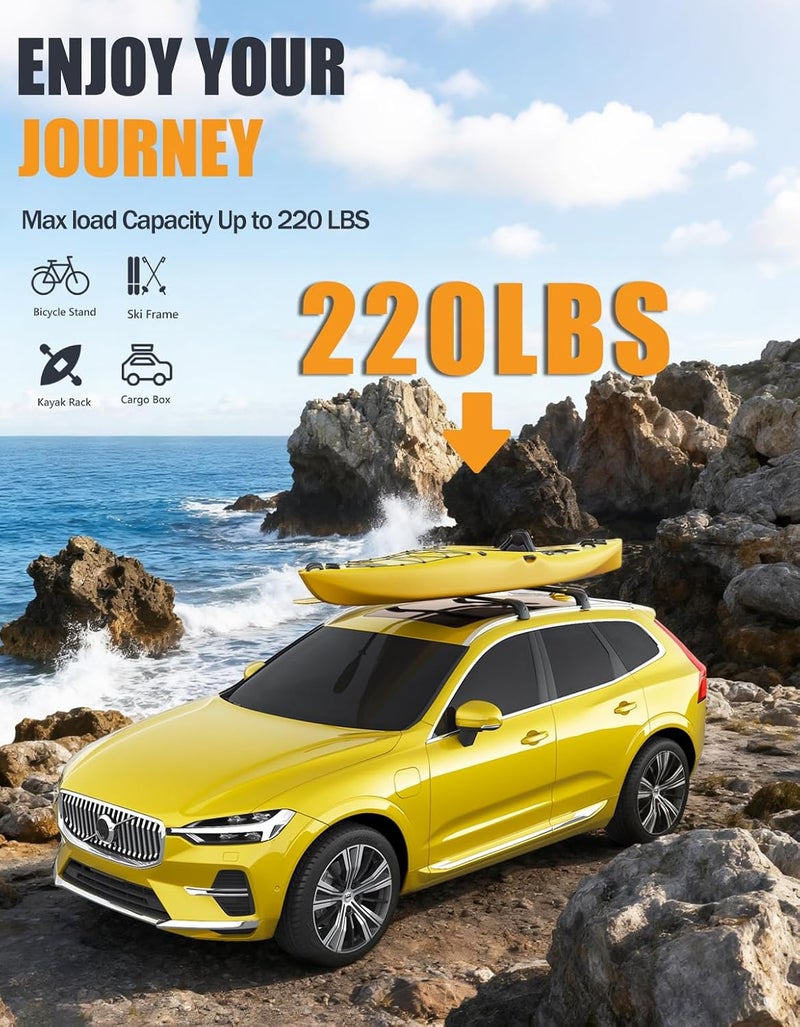 KINGGERI 220lbs Lockable Roof Rack Cross Bars Compatible with Volvo XC60 XC-60 2018-2026, Heavy Duty Anti-Theft Aluminum Roof Rails Crossbars Rooftop Accessories Luggage Racks Carrier - Image 3